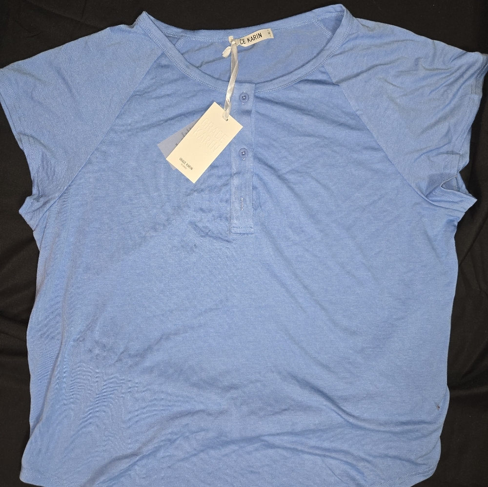 Grace Karin Women's Blue Linden Top